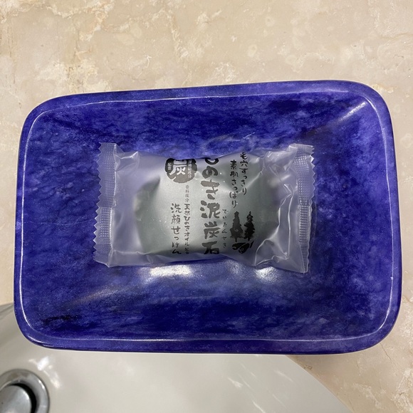 Natural purple marble curvy collection bar soap dish soap tray holder - Picture 2 of 8